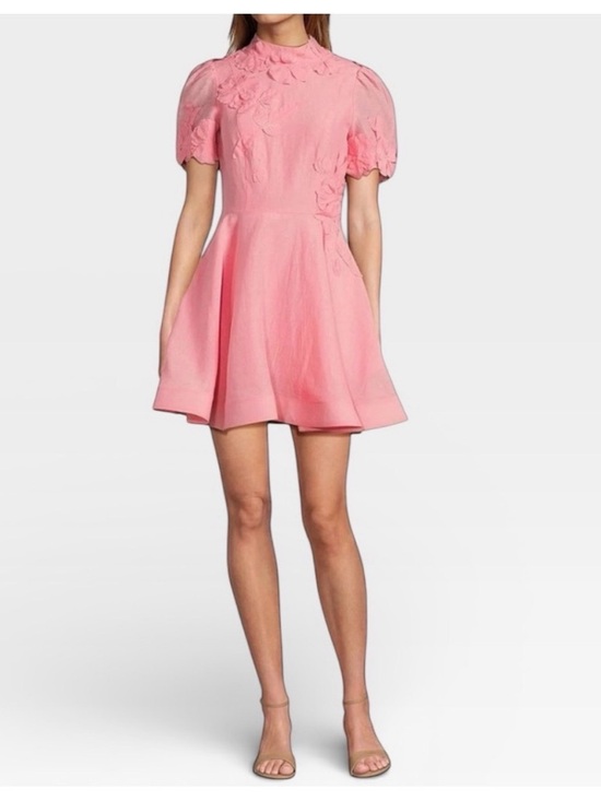 ANTONIO MELANI Dresses & Skirts - ANTONIO MELANI Pink Floral-Appliqué Fit & Flare Midi Dress